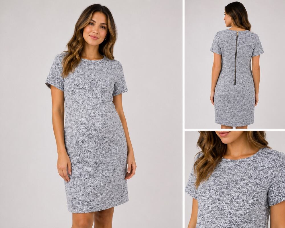 Southern Tide Paislee Tweed Shift Dress Size 2 Navy White Preppy Coastal